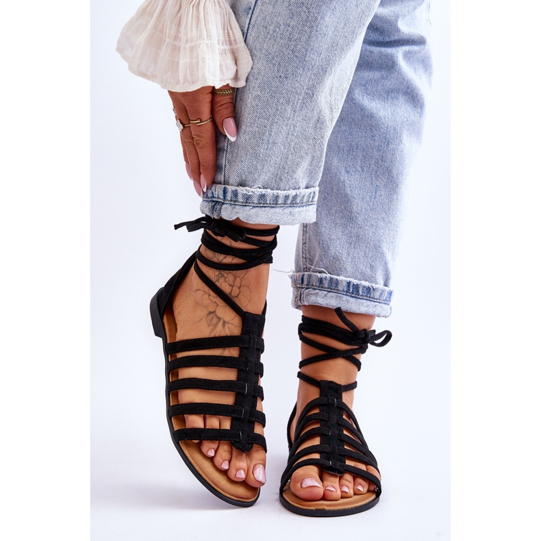 FC3 Naisten mokkanahkaiset roomalaiset sandaalit, musta Semper 1