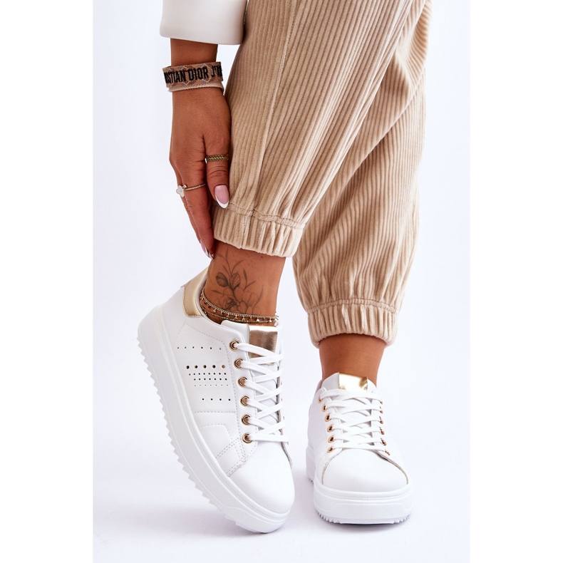 Naisten urheilukengät valkoinen ja kulta Ole ensimmäinen! 1