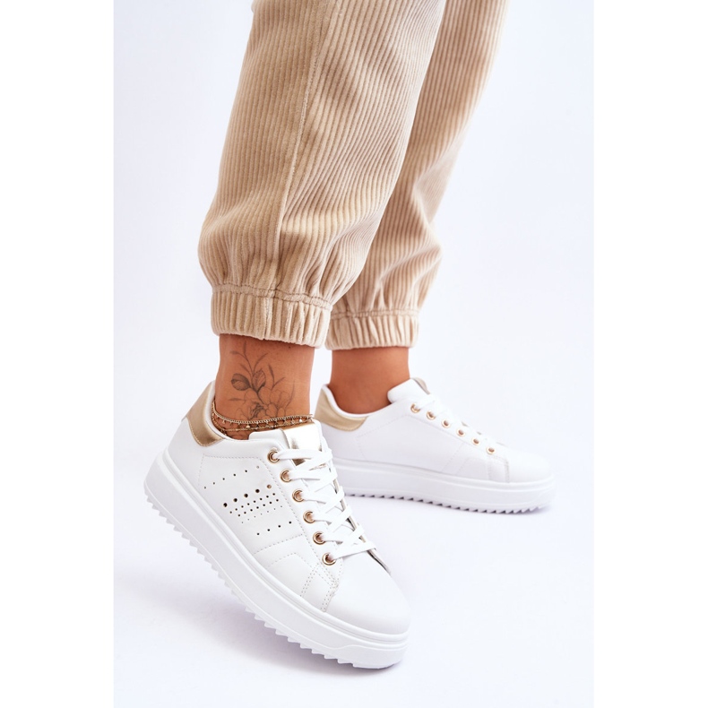 Naisten urheilukengät valkoinen ja kulta Ole ensimmäinen! 2