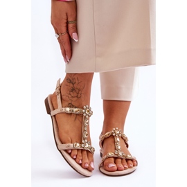 FI1 Naisten mokkanahkasandaalit Stones Beige Calabrio 1