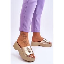 Lemar Naisten nahkaiset tossut kultaisella rennakoristeella kultainen 2