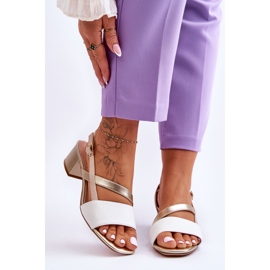 Sergio Leonen nahkaiset korkeakorkoiset sandaalit SK826 valkoinen ja kulta 1