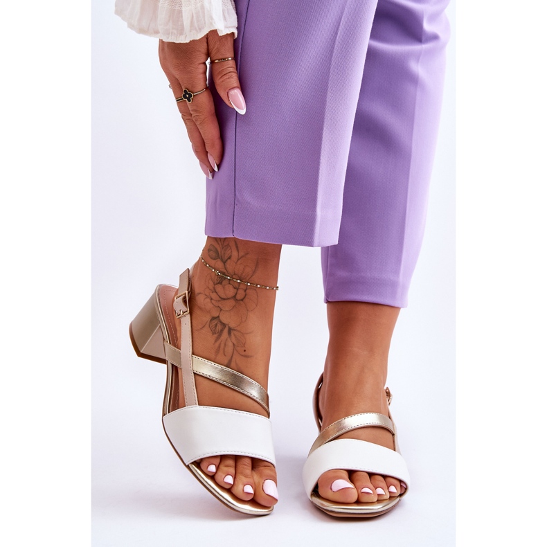 Sergio Leonen nahkaiset korkeakorkoiset sandaalit SK826 valkoinen ja kulta 1