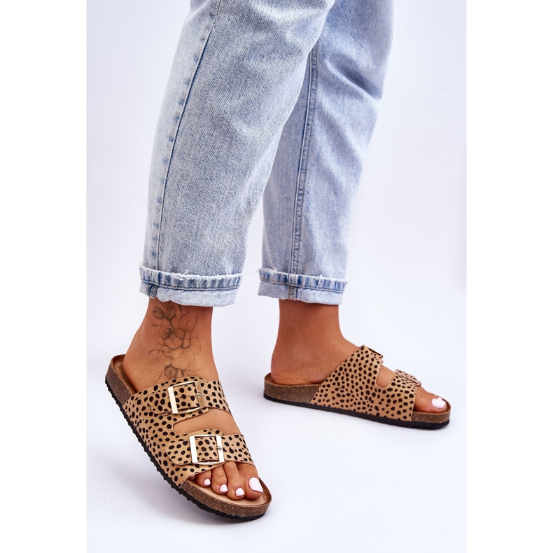 FB1 Naisten Leopard Beige &amp; Musta Slip-On Tossut Destino 2