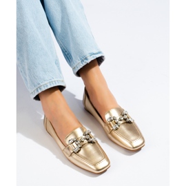 Naisten kultaiset housut Shelovet-koristeella kultainen 1