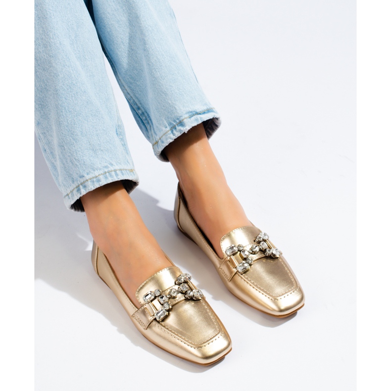 Naisten kultaiset housut Shelovet-koristeella kultainen 1