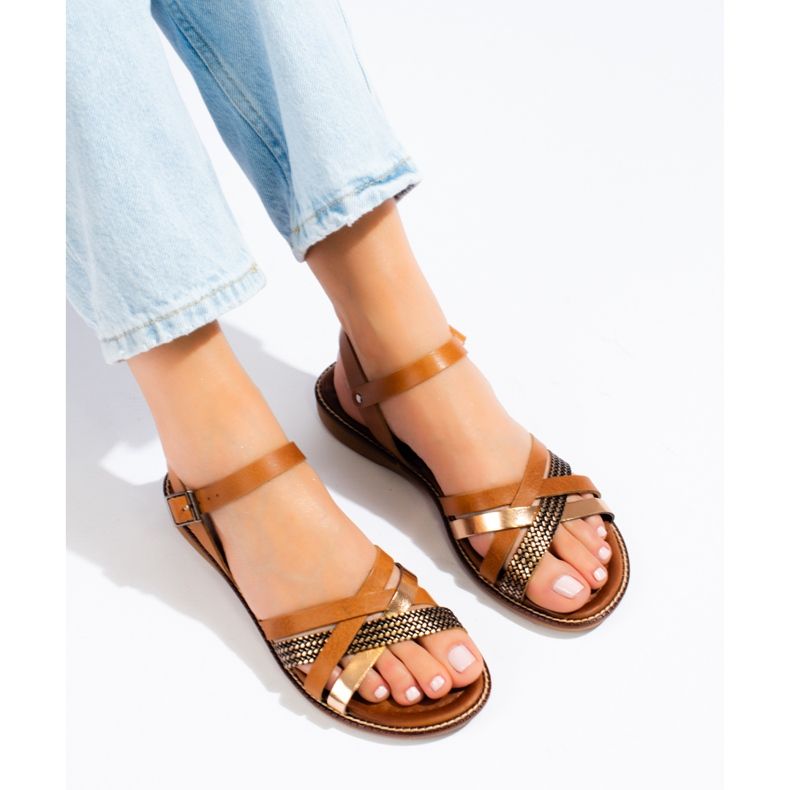 Naisten ruskeat nahkasandaalit W. Potockilta 2