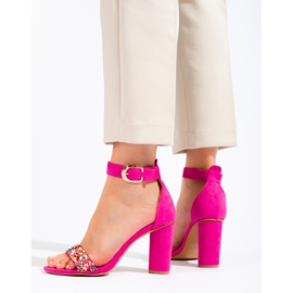 Naisten fuksiasandaalit koristeellisilla Vinceza-kivillä vaaleanpunainen 1