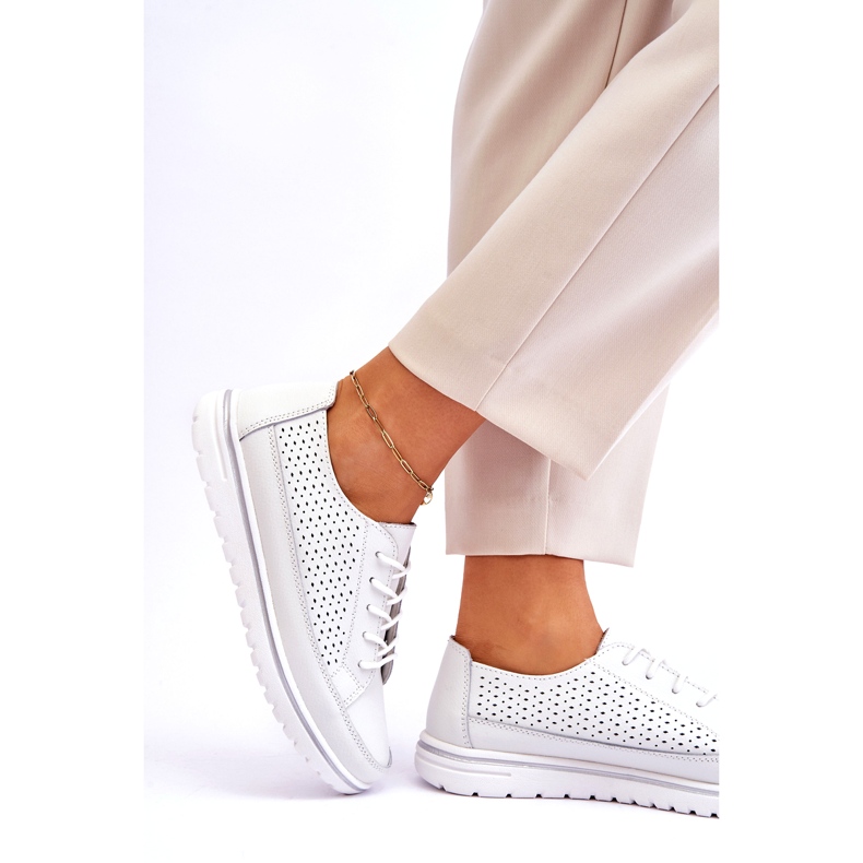 Vinceza Naisten nahkaiset urheilukengät lenkkarit Valkoinen Elami 2