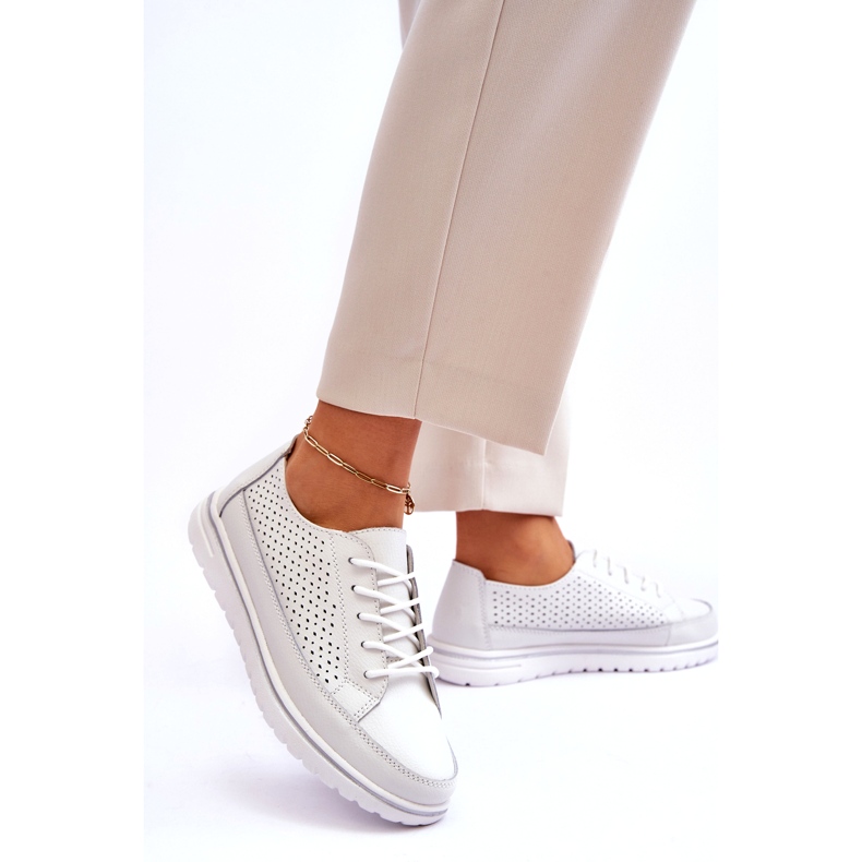 Vinceza Naisten nahkaiset urheilukengät lenkkarit Valkoinen Elami 4