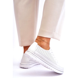 Vinceza Naisten nahkaiset urheilukengät lenkkarit Valkoinen Elami 5