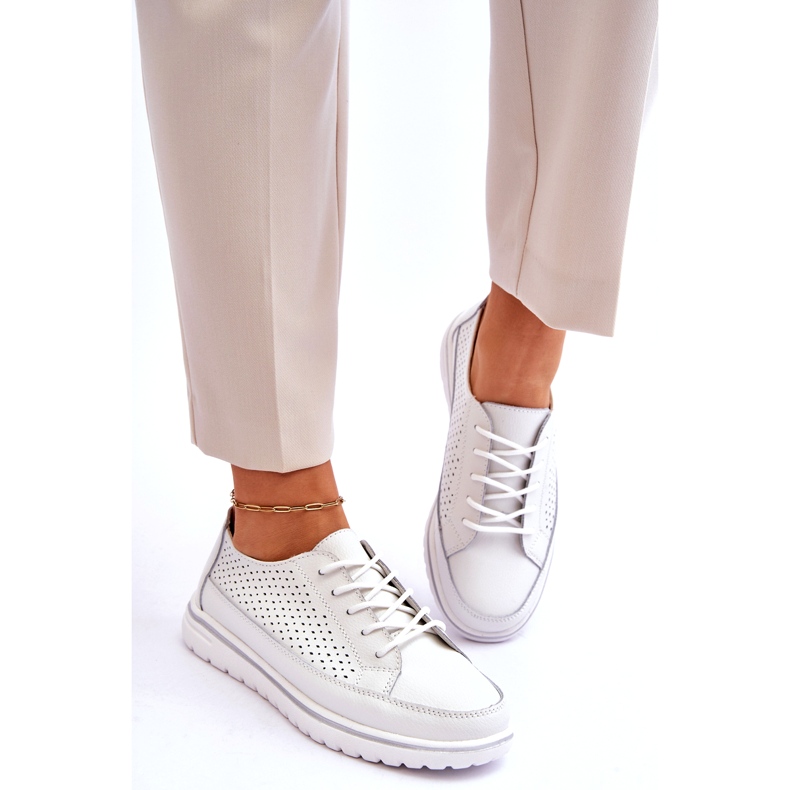 Vinceza Naisten nahkaiset urheilukengät lenkkarit Valkoinen Elami 6