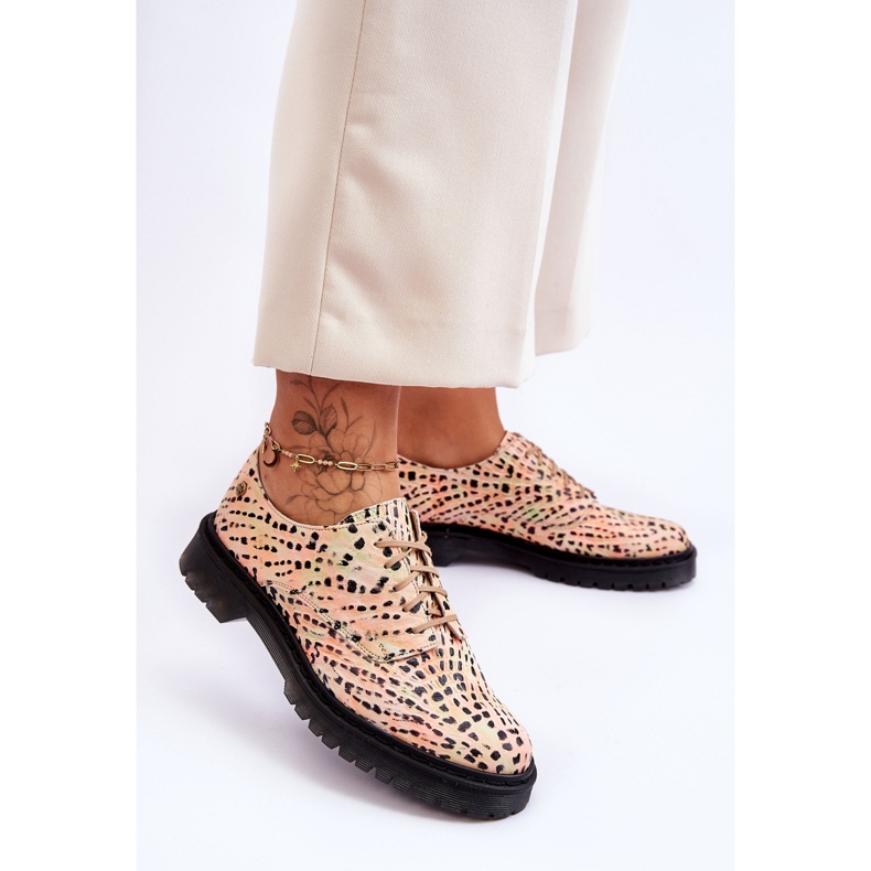 Naisten Oxford-nahkakengät Maciejka 04087-18 oranssi-musta 2