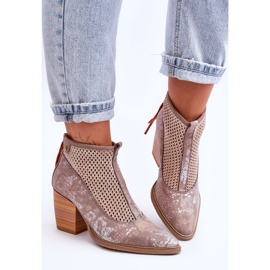 Nahkasaappaat verkkokankaalla Maciejka 05842-04 beige 1