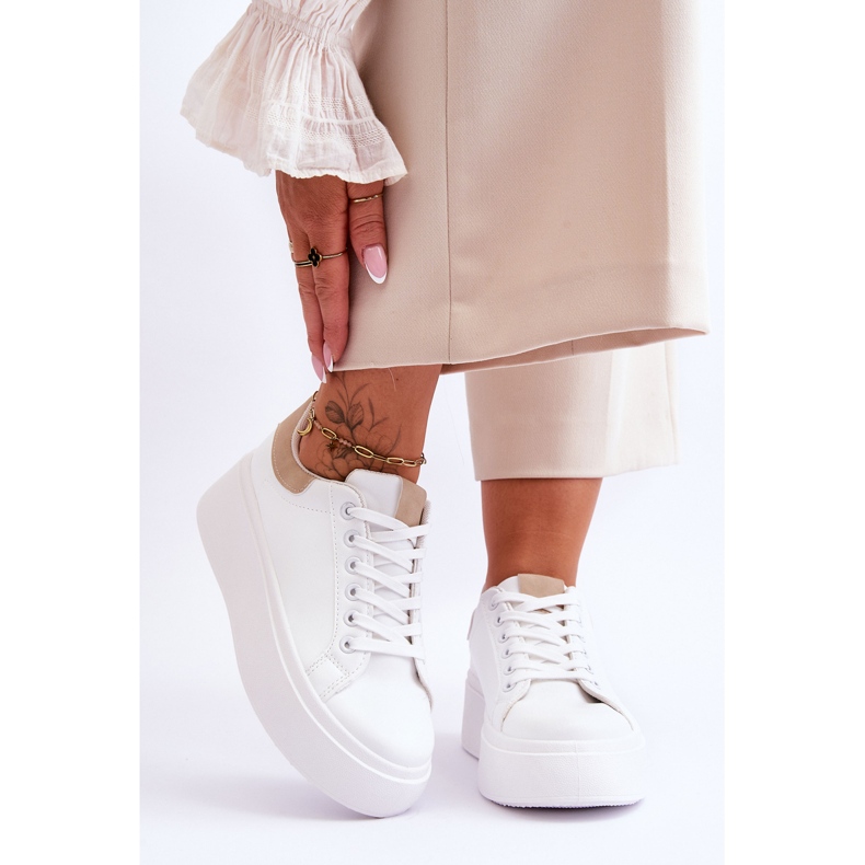 Urheilukengät massiivisella alustalla Valkoinen ja beige Boneti 1