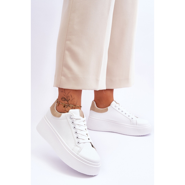 Urheilukengät massiivisella alustalla Valkoinen ja beige Boneti 2