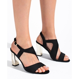 Shelovetin mustat mokkanahkakorkosandaalit 1