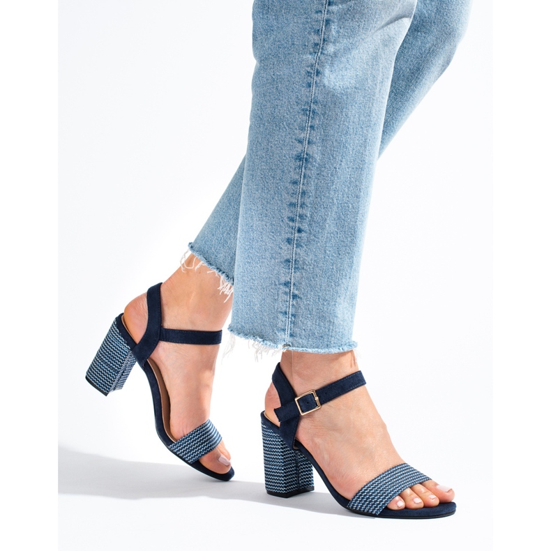 Naisten laivastonsiniset Shelovet-sandaalit koristeellisella kantapäällä sininen 1