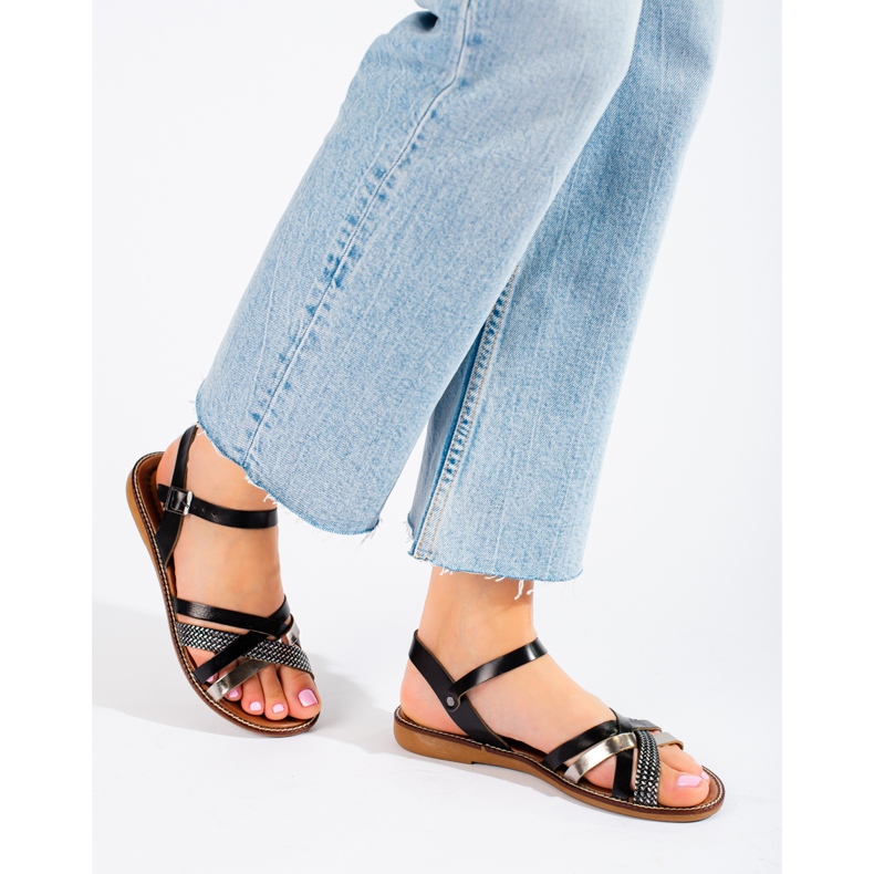 Naisten mustat nahkasandaalit W. Potockilta 1