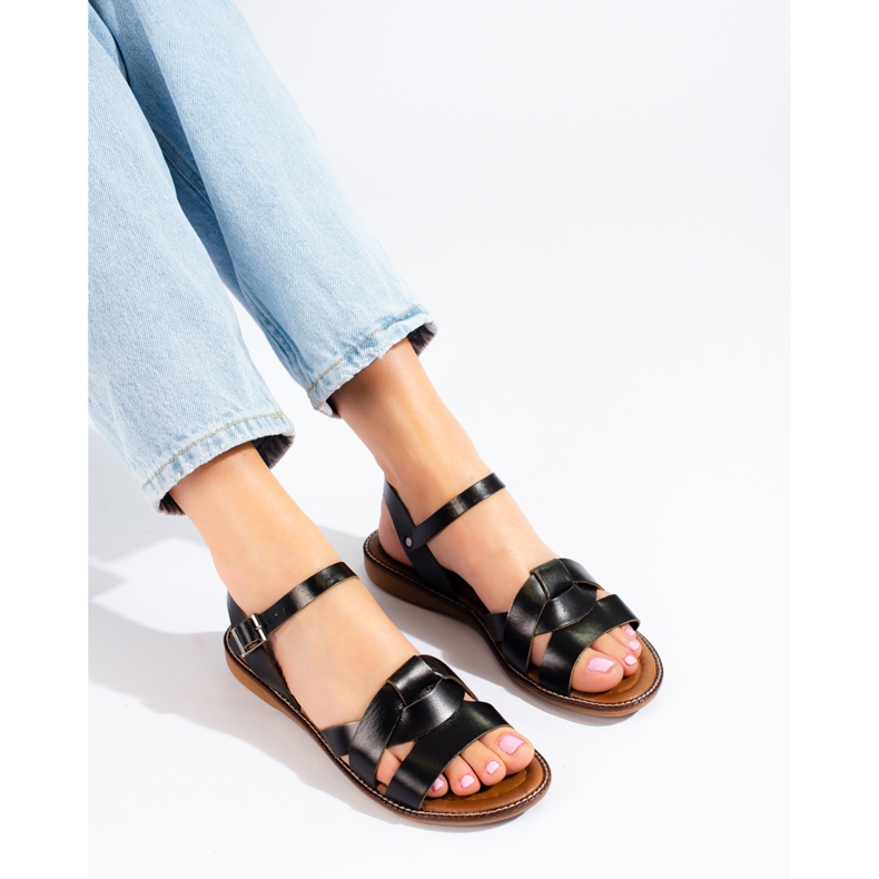 W. Potocki Naisten nahkasandaalit Potocki musta 1