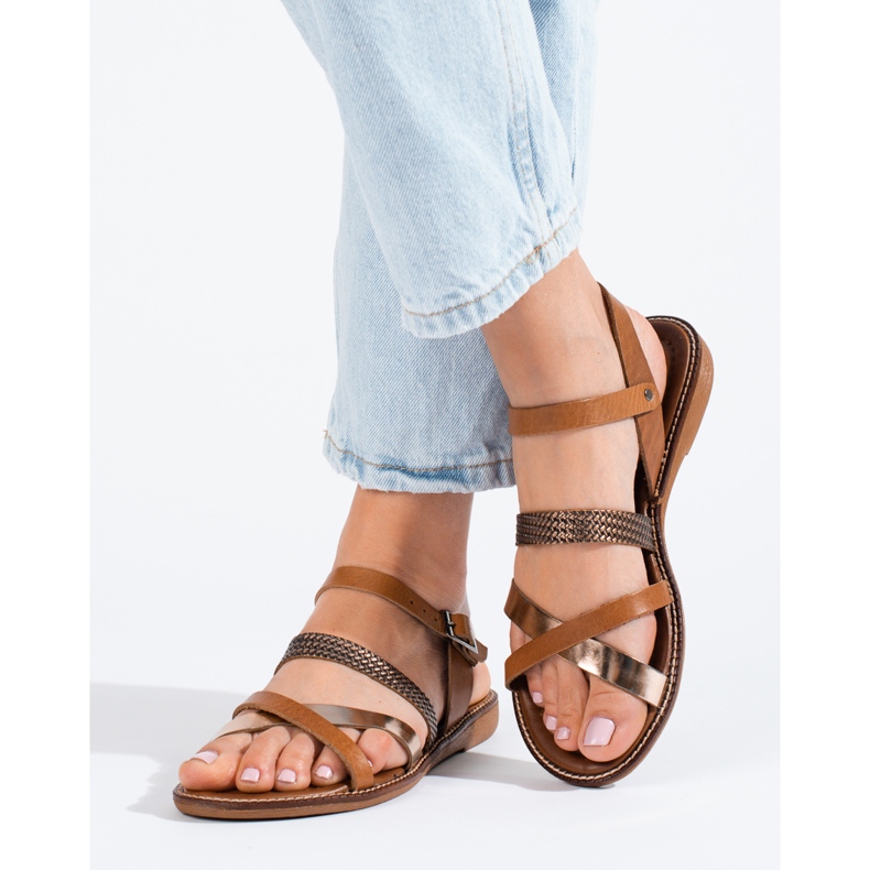 W. Potocki Naisten ruskeat nahkasandaalit Potocki 1