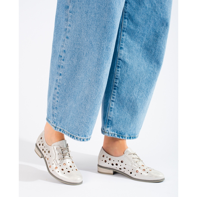 W. Potocki Naisten harjakattoiset nauhakengät Potocki hopea 1