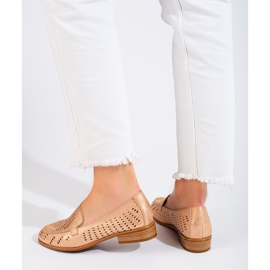 SHELOVET Naisten kultaiset harjakattoiset kengät Potocki beige 2