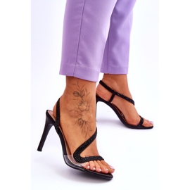 Naisten liukuminen -korkealla paahdetut sandaalit kiiltävät mustat 2