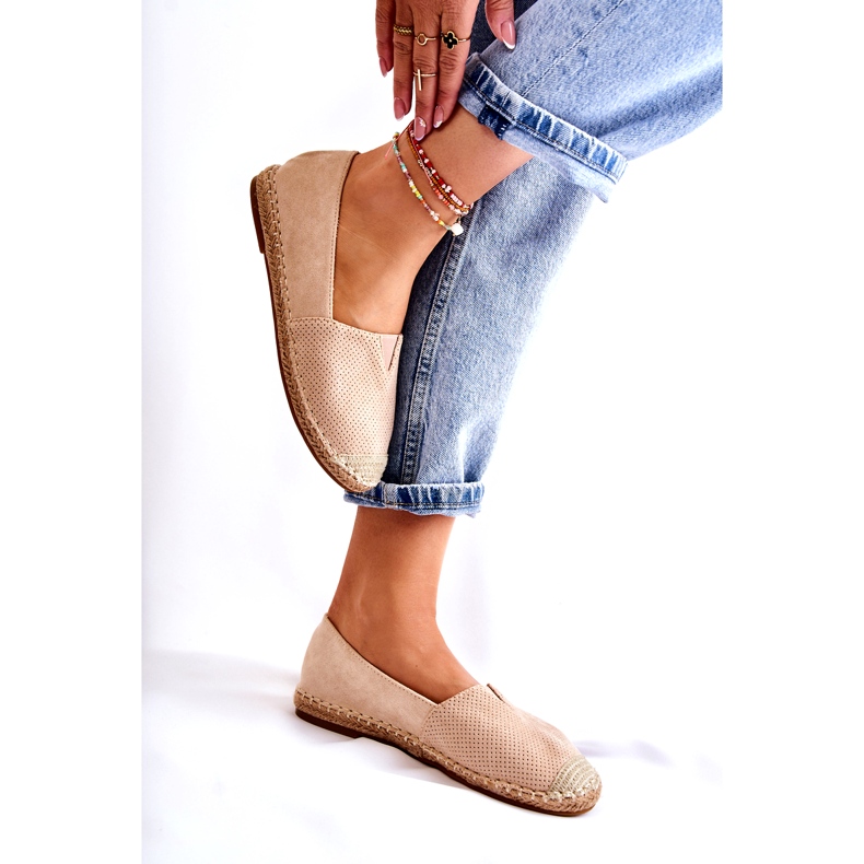 PG1 Naisten Slip-on mokkanahka Espadrilles Beige Corry 5