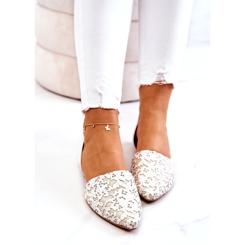 Tyylikkäät nahkaballerinat Laura Messi 1110 beige 4