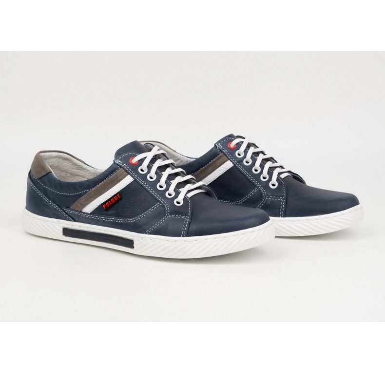 Polbut Miesten nahkakengät J47, laivastonsininen ja harmaa monivärinen 4