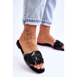 Naisten tossut muodikkailla koristeilla S.Barski KV-576-4 Musta väritön 2