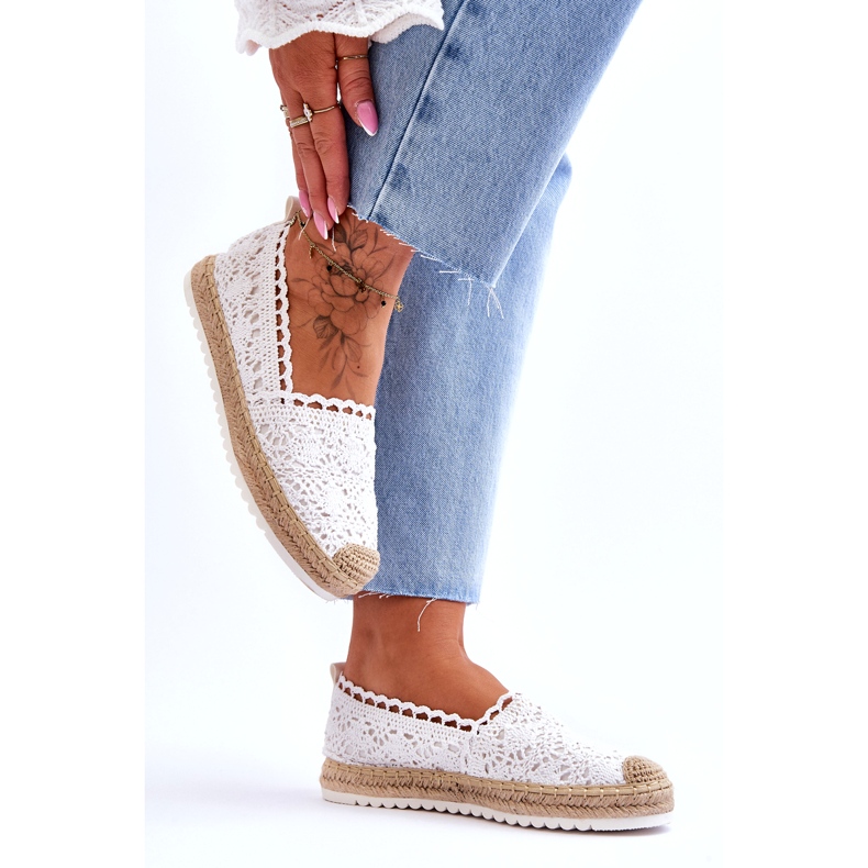 FE1 Lace Slip-On Espadrilles White Blanco valkoinen 2