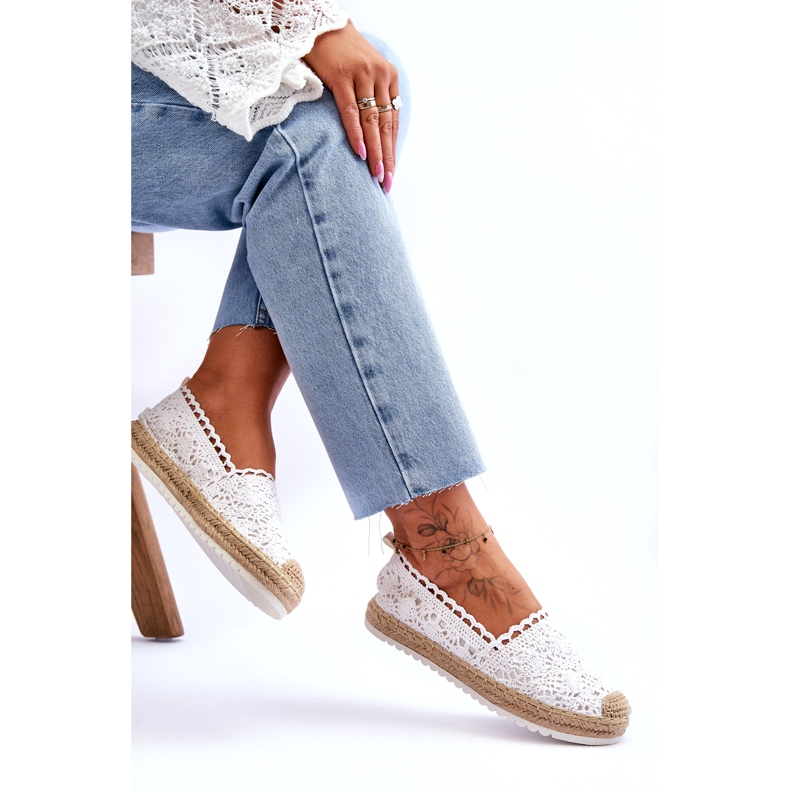 FE1 Lace Slip-On Espadrilles White Blanco valkoinen 4