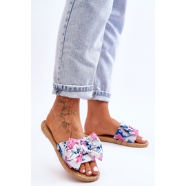 FK1 Naisten tossut kankaisella rusetilla White Blossom valkoinen 2