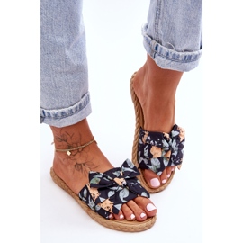 FK1 Naisten tossut kankaisella rusetilla Black Blossom musta 2