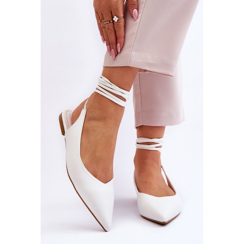 WS1 Naisten sidottu kärkiballerinat, valkoinen turriso 1