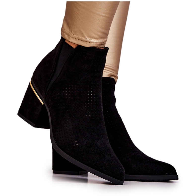 PS1 Mustat Helloni mokkanahkaiset avoimet cowboysaappaat 7