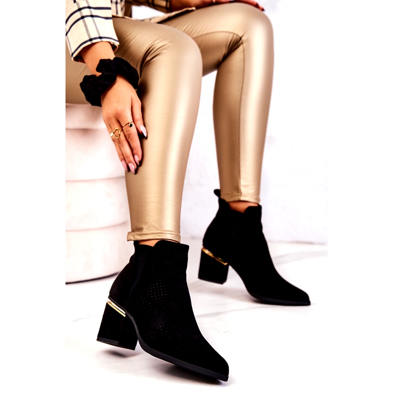 PS1 Mustat Helloni mokkanahkaiset avoimet cowboysaappaat 4