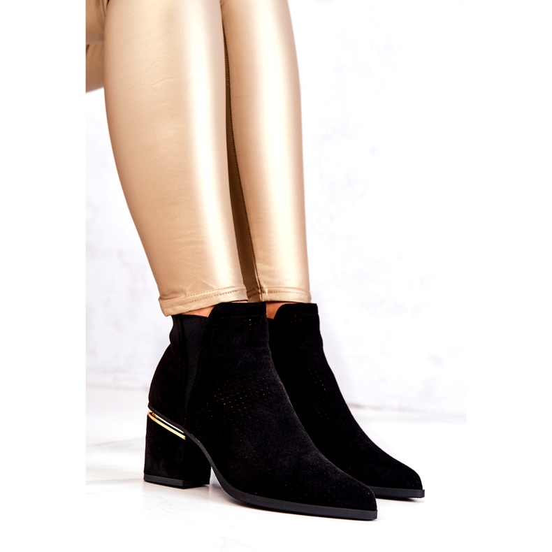 PS1 Mustat Helloni mokkanahkaiset avoimet cowboysaappaat 6