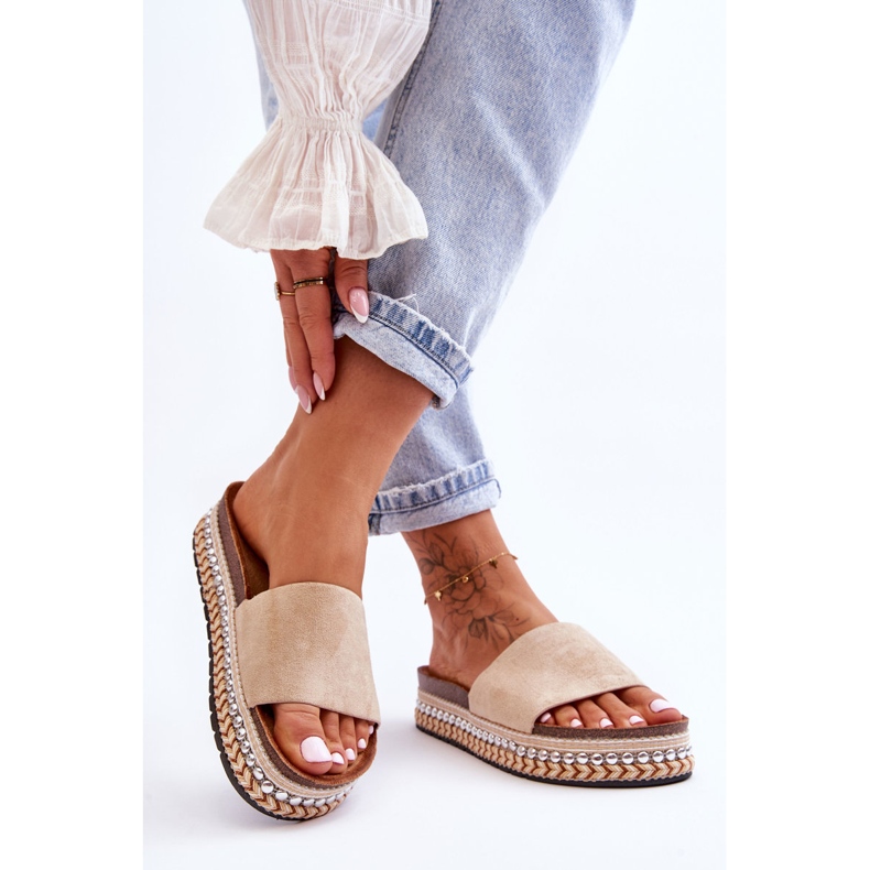 WR1 Naisten sileät mokkanahkaiset tossut beige Hayen 1