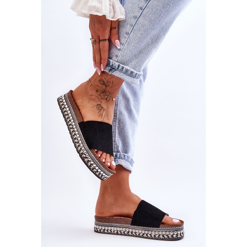 WR1 Naisten sileät mokkanahkaiset tossut, musta Hayen 1