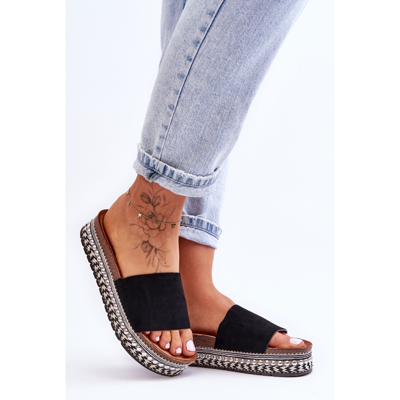 WR1 Naisten sileät mokkanahkaiset tossut, musta Hayen 2