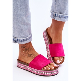 WR1 Naisten sileät mokkanahkaiset tossut Fuchsia Hayen vaaleanpunainen 1