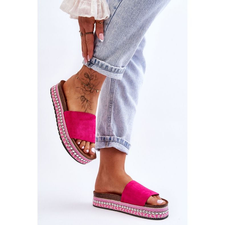 WR1 Naisten sileät mokkanahkaiset tossut Fuchsia Hayen vaaleanpunainen 2